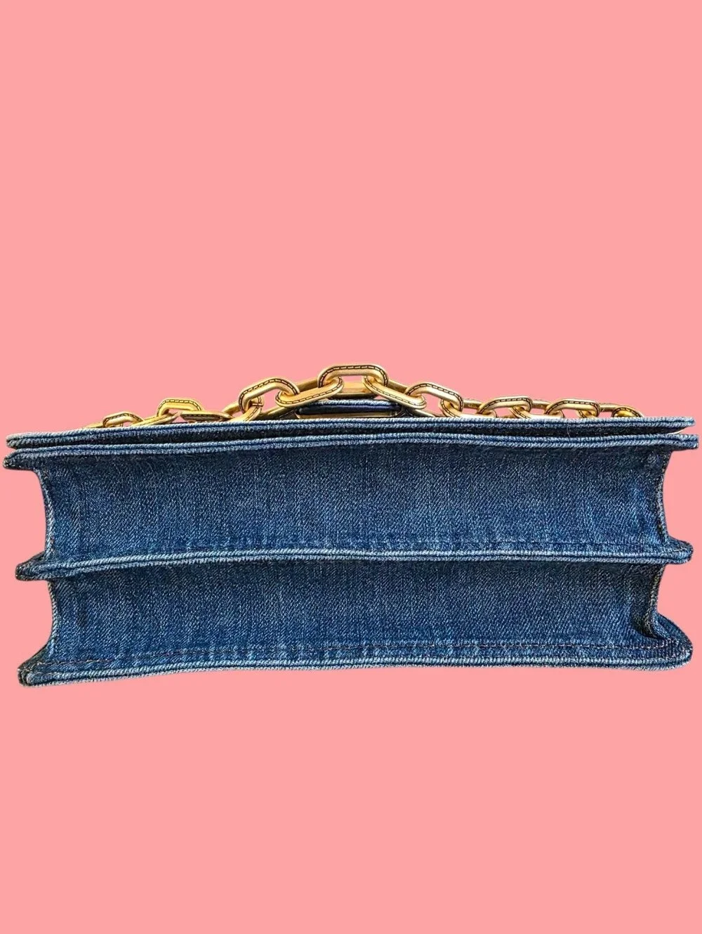 COACH Chain Tabby Denim Shoulder Bag Deep Blue Jean Wash NEW